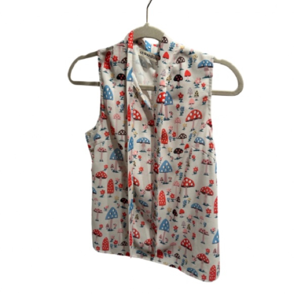 Mushroom Print Bow Blouse